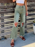 Ripped Loose Straight Jeans for Women