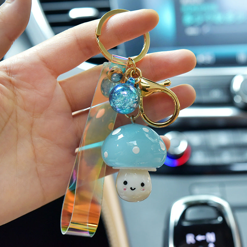 Cute Mushroom Animation Game Light Keychain Pendant