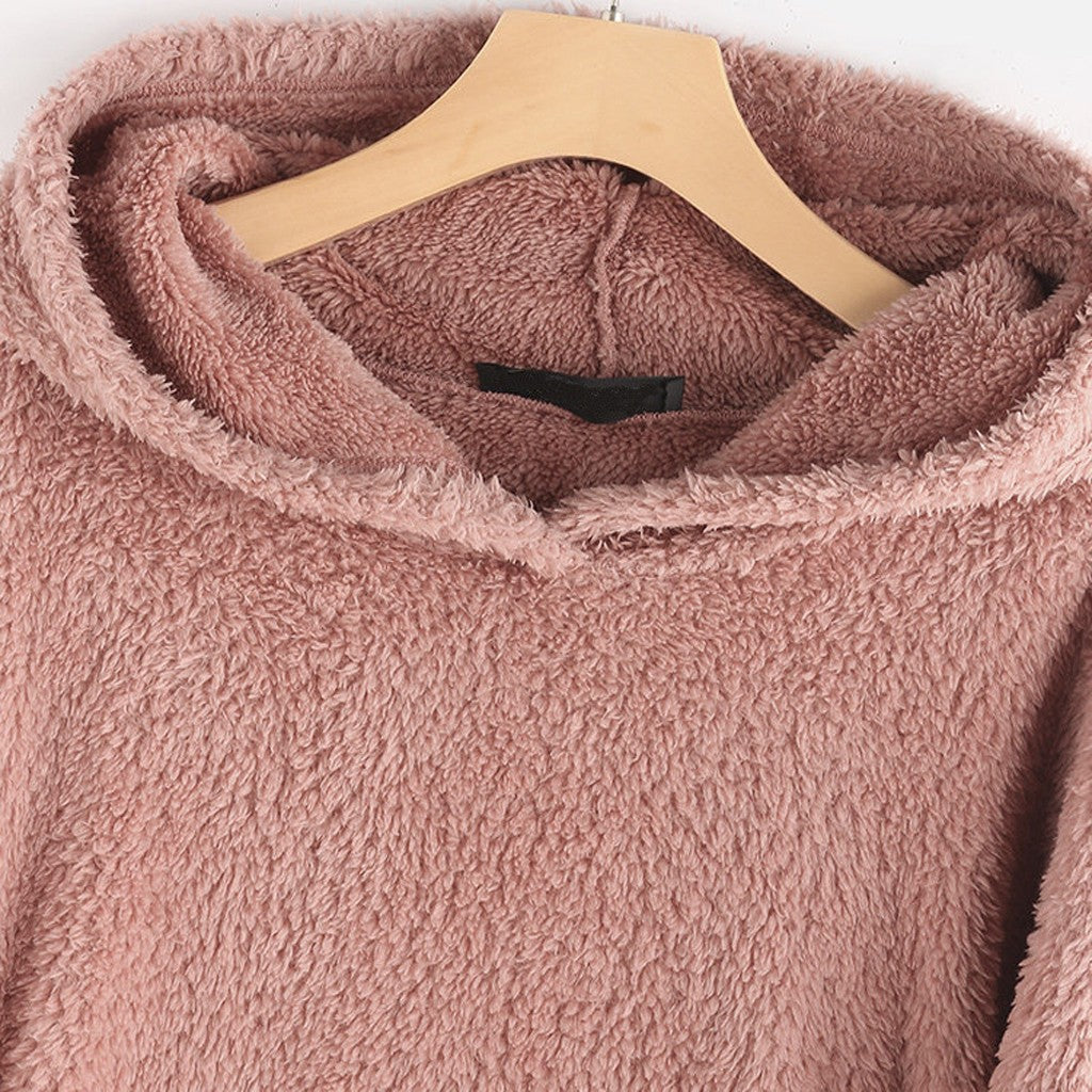Long Sleeve Cat Print Hoodie with Irregular Hem