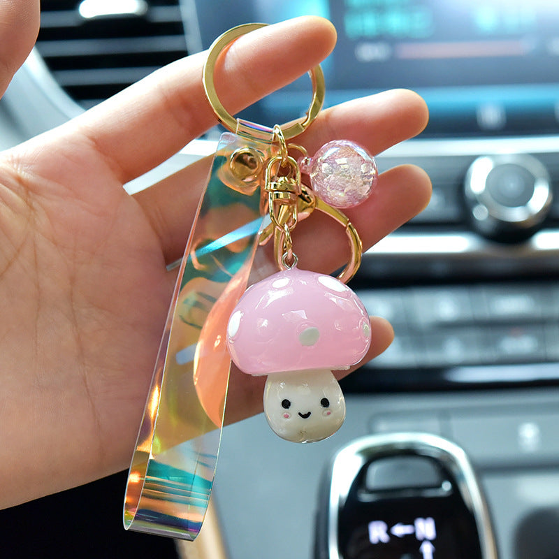 Cute Mushroom Animation Game Light Keychain Pendant