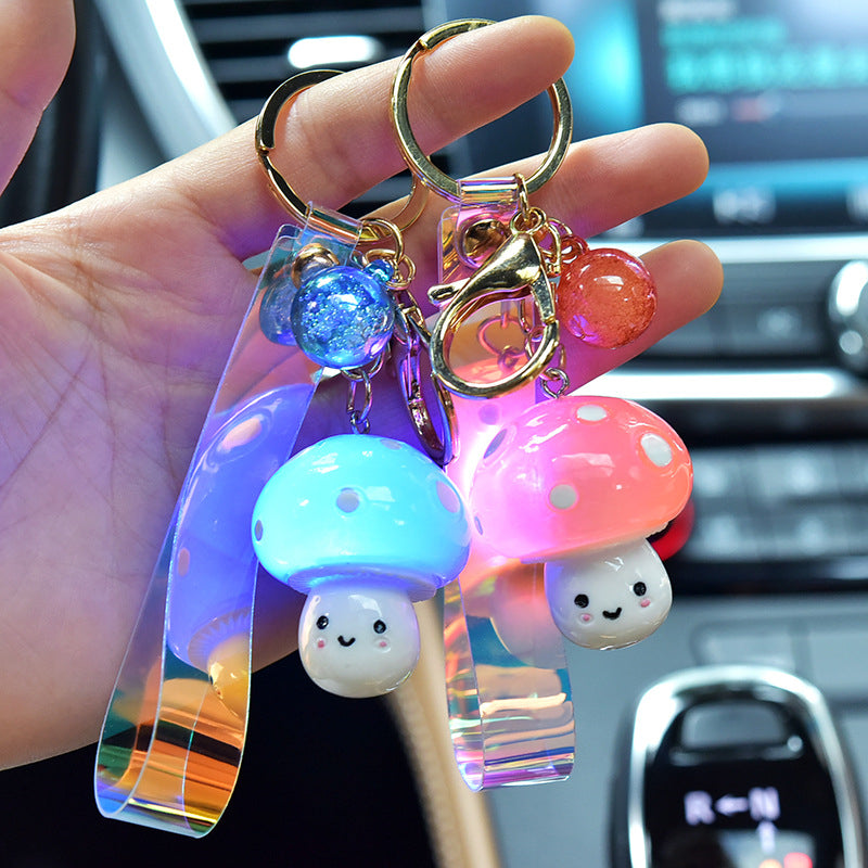 Cute Mushroom Animation Game Light Keychain Pendant