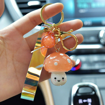 Cute Mushroom Animation Game Light Keychain Pendant