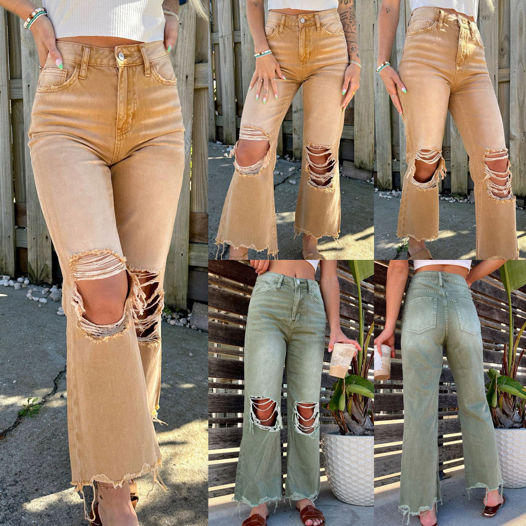 Ripped Loose Straight Jeans for Women