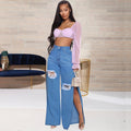 Ripped Split Jeans for Summer Fashion