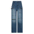 Heavy Zipper Cargo Jeans for Women