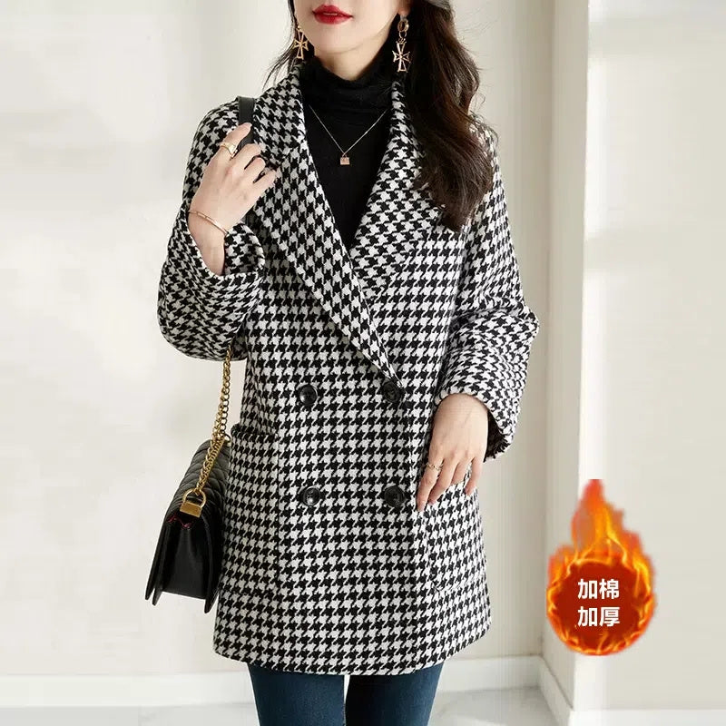 High-End Wool Mid-Length Suit Sweater Jacket for Women